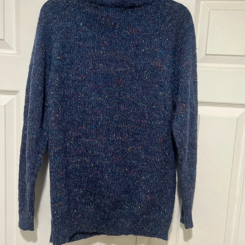 VNTG  Women's Small Blue Multi Color Knit Cardigan Sweater Scandi Grama‎ Preppy
